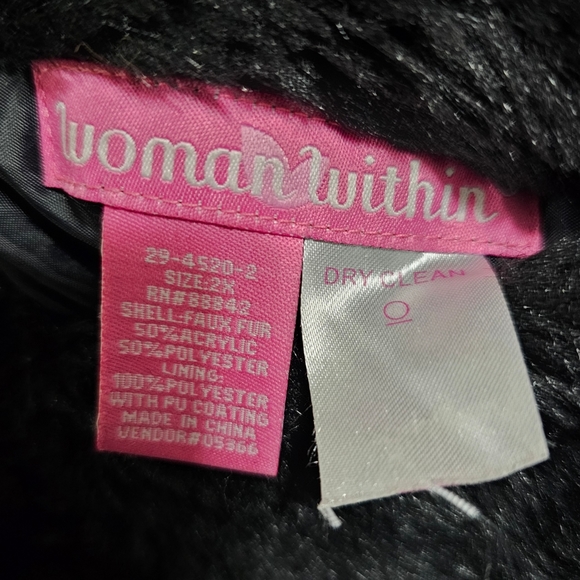 Woman Within Black Faux Fur Reversible Coat - Picture 5 of 5